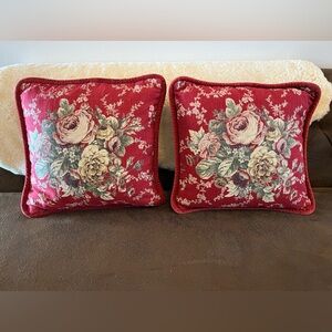 Vintage Roses pattern - down-filled PAIR of accent pillows
